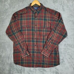 Vintage Polo Ralph Lauren Shirt Mens XL Classic Military Plaid Long Sleeve